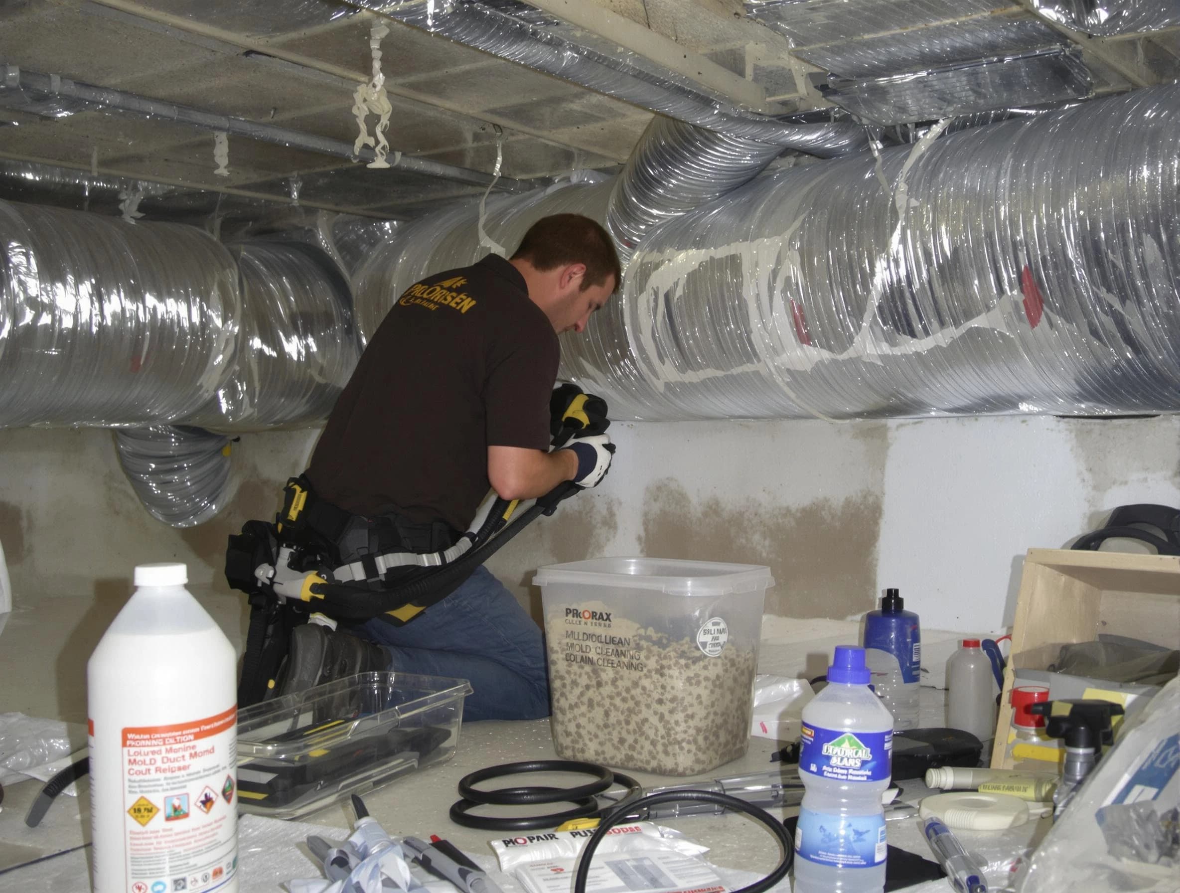 Calera Air Duct Cleaning specialist performing professional mold removal from air ducts in Calera