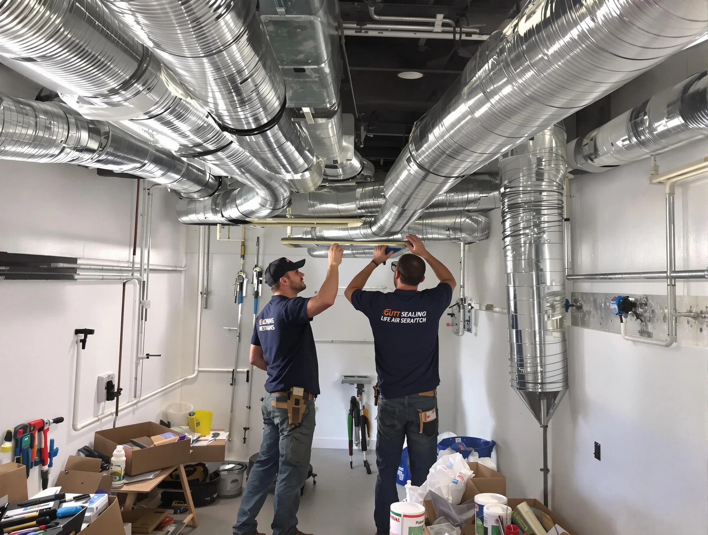 Calera Air Duct Cleaning technician applying professional duct sealing solutions in Calera