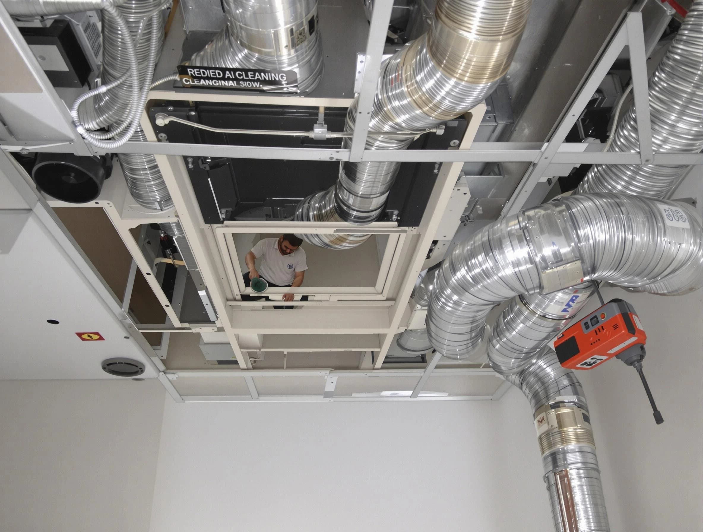 Calera Air Duct Cleaning technician performing detailed central duct system cleaning in Calera