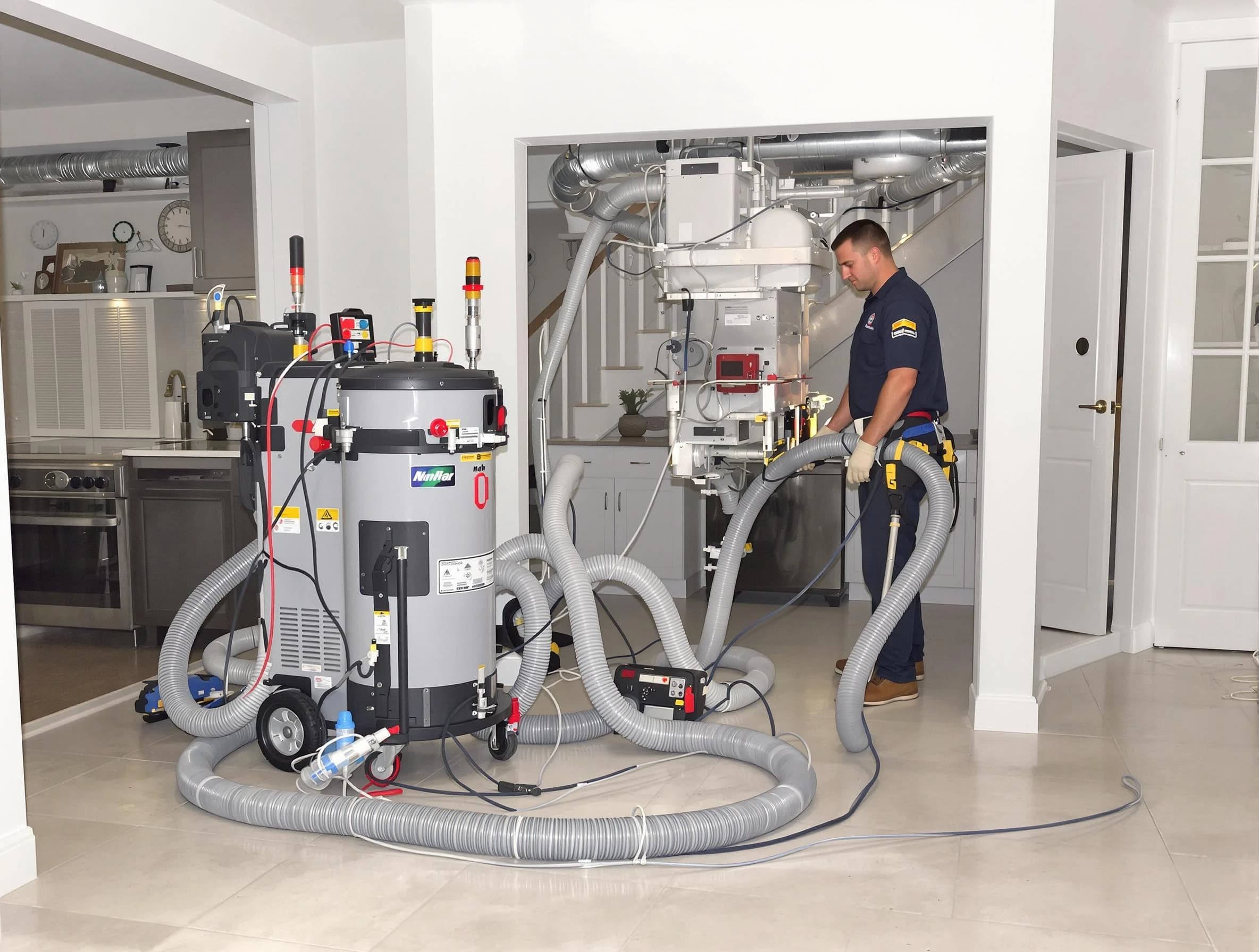 Calera Air Duct Cleaning technician operating negative pressure cleaning equipment for thorough duct maintenance in Calera
