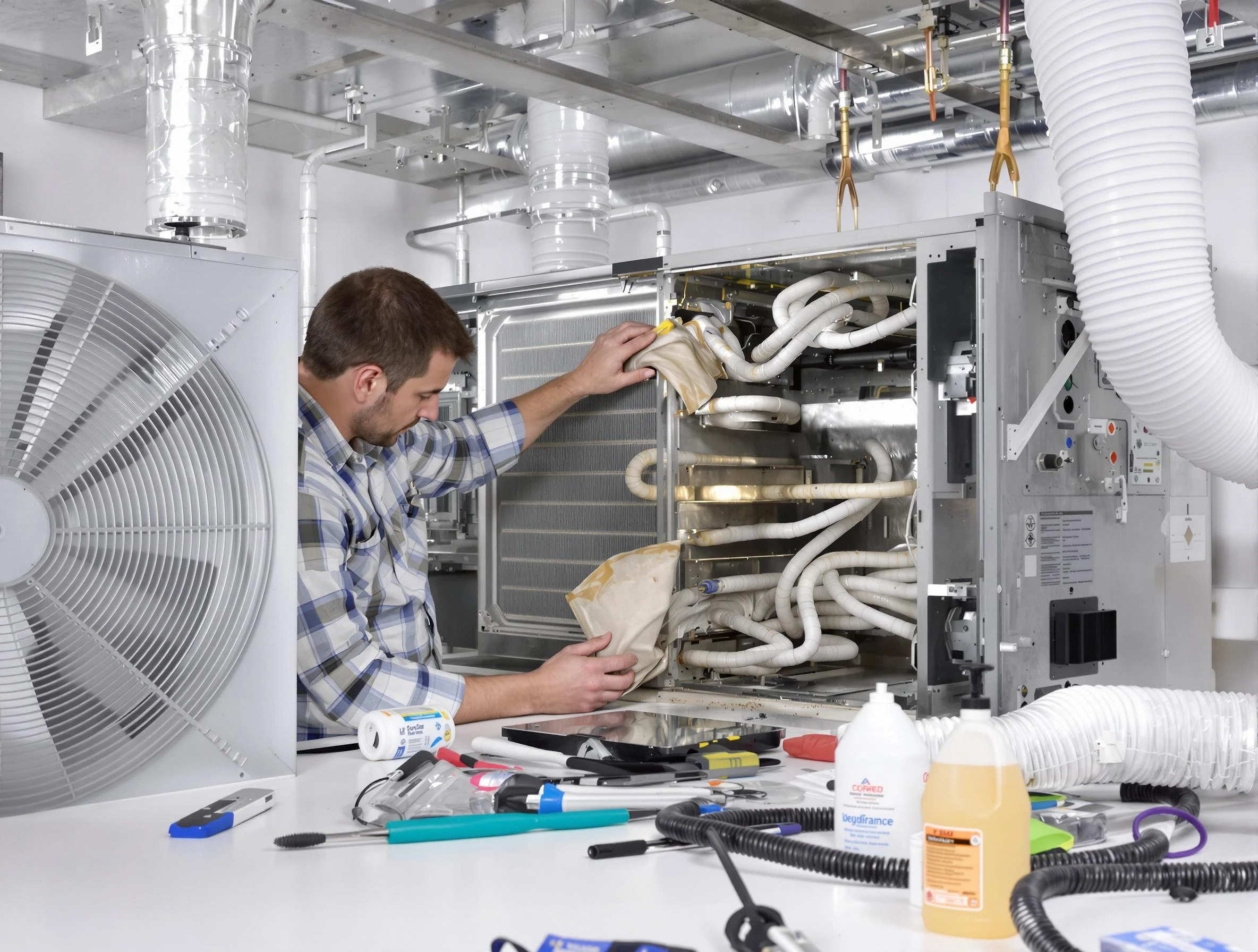 Calera Air Duct Cleaning specialist performing precision AC coil cleaning in Calera