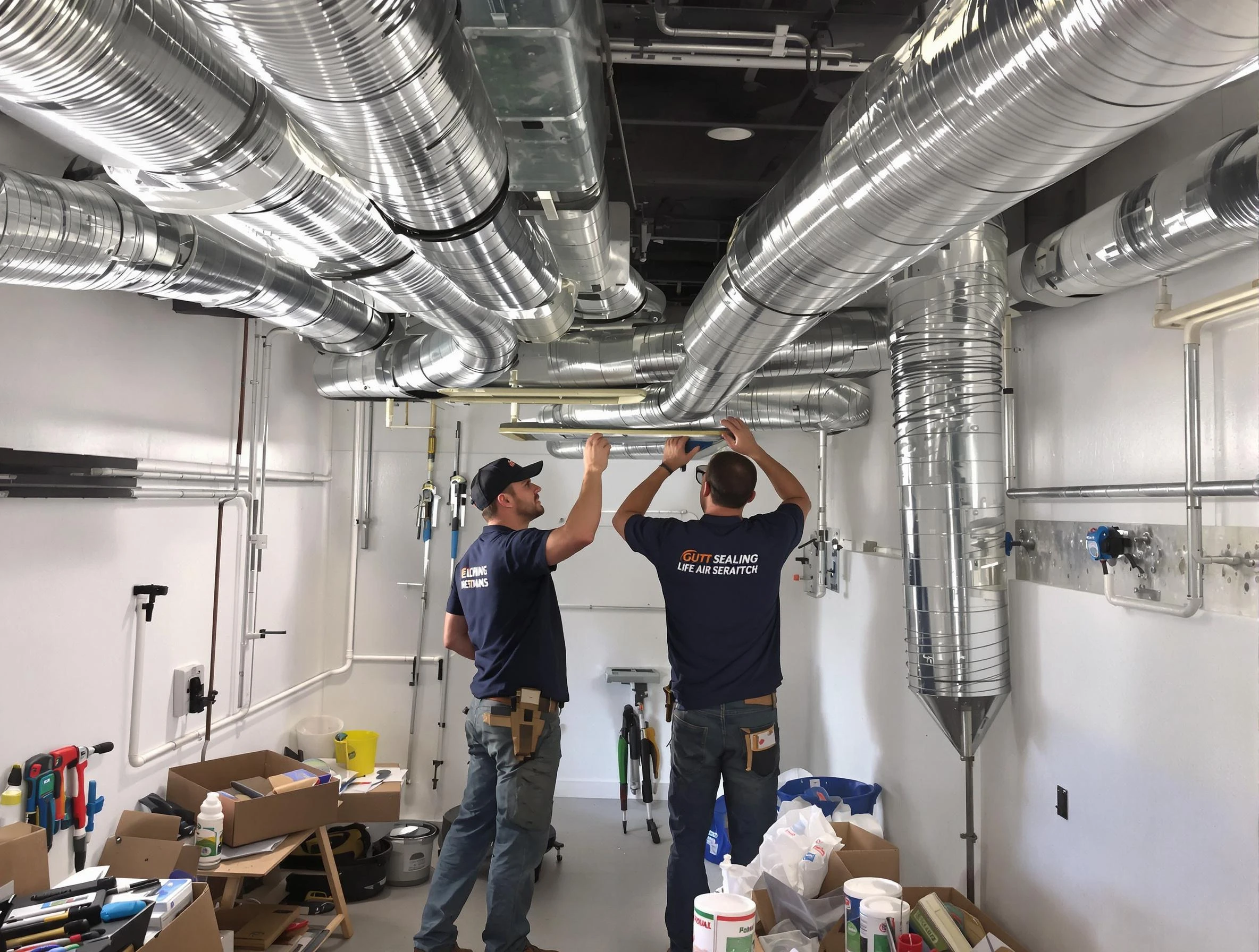 Calera Air Duct Cleaning technician applying professional duct sealing solutions in Calera