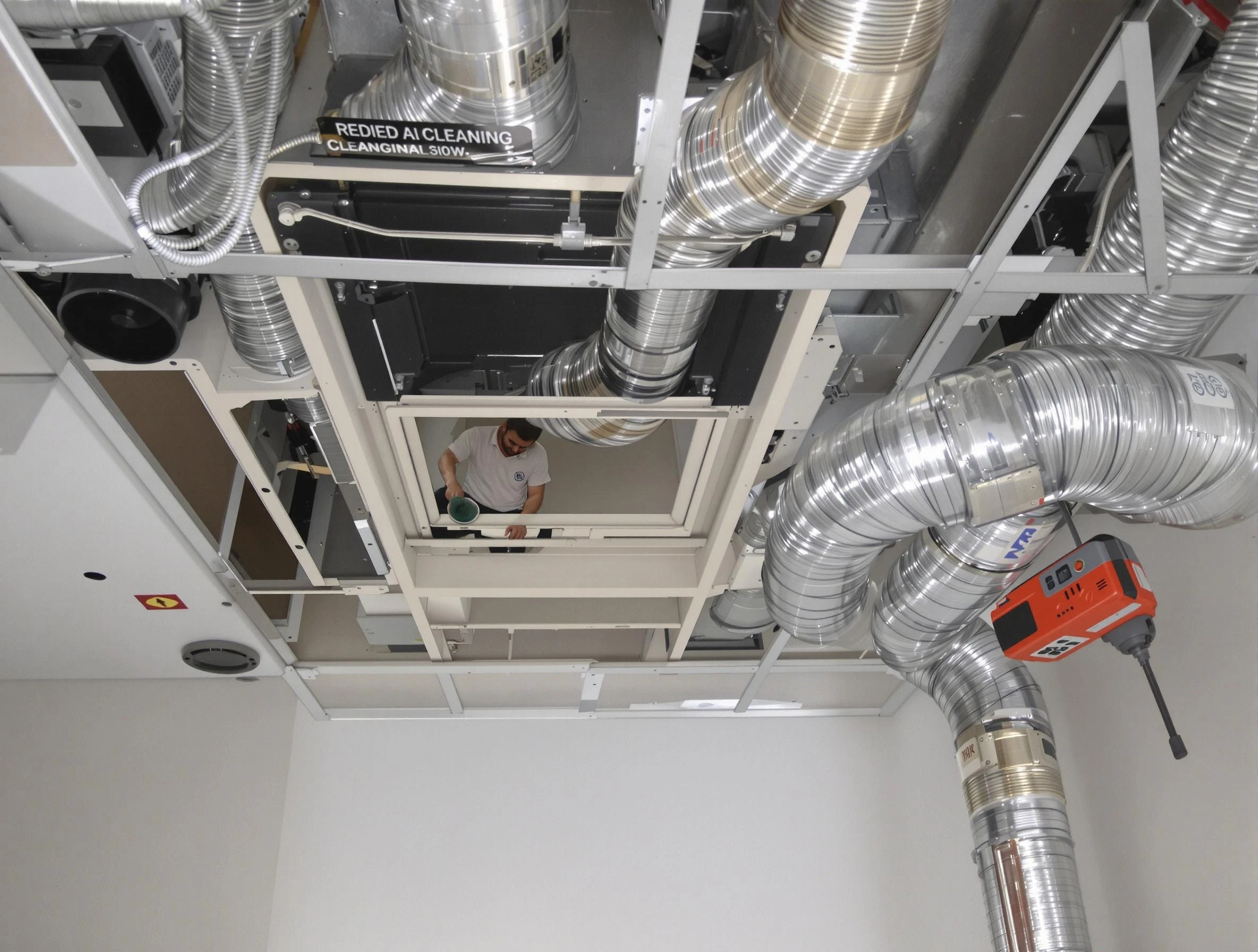 Calera Air Duct Cleaning technician performing detailed central duct system cleaning in Calera